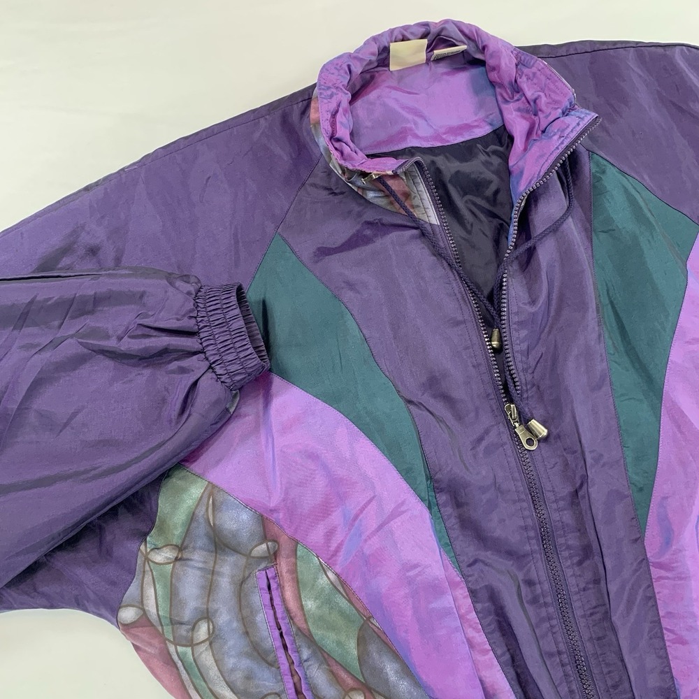 Energy Zone XL 18 VTG 90's Women's Windbreaker Jacket Track Suit Nylon Purple